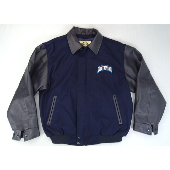 Vintage Columbus Destroyers Bomber XL AFL Arena Football Wool Leather Coat RARE - Picture 3 of 9